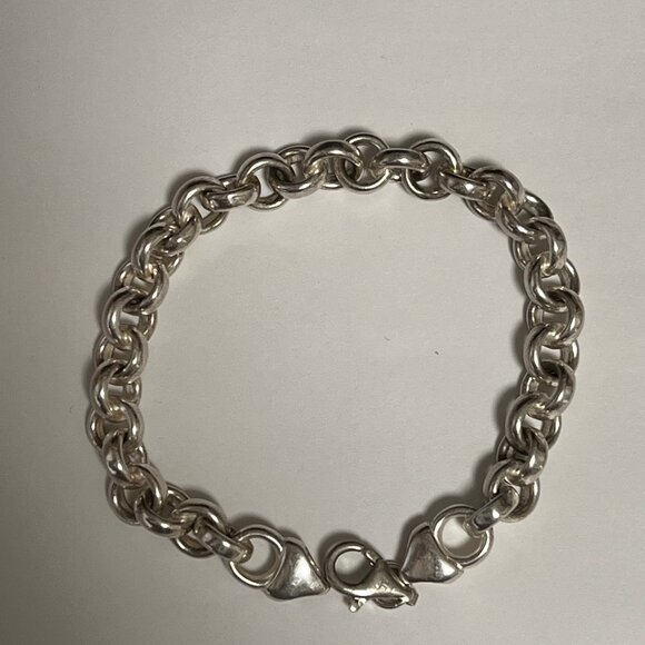 Silver rolo Bracelet  - 7.75" long, 6.75"" fit  - Sterling silver 925 - Picture 3 of 5